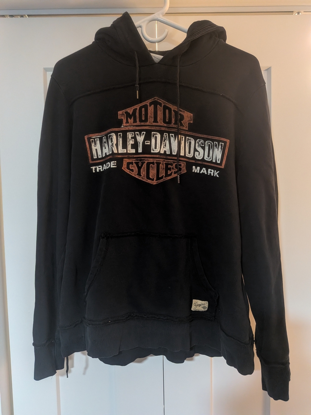 Harley-Davidson Hooded Long Sleeve Shirt Sweatshirt Size Large Black Lace Up